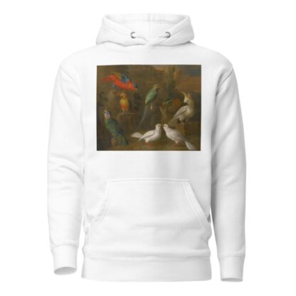 A Landscape With Exotic Birds Including Parrots, Parakeets, Turtle Doves And Cockatoos by Circle of Tobias Stranover Hoodie