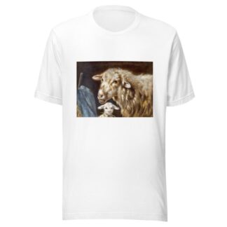Mutterschaf mit Lamm im Stall by Friedrich Otto Gebler T-Shirt