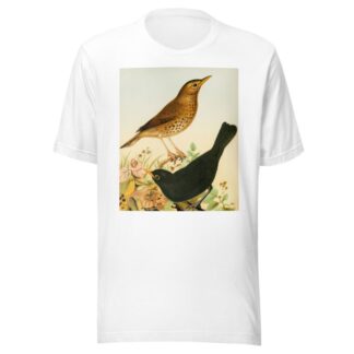 Song Thrush And Blackbird by W. A . Blakston T-Shirt