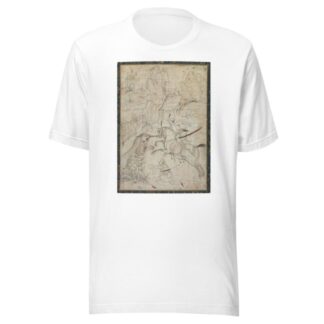 A Mounted Prince Hunting Lion in a Rocky Landscape by Khem Karan T-Shirt