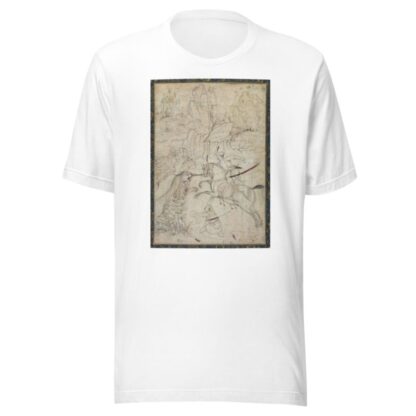A Mounted Prince Hunting Lion in a Rocky Landscape by Khem Karan T-Shirt