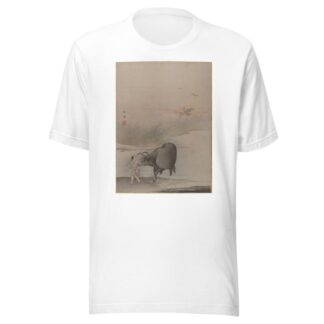 Boy with Cow at the River’s Edge by Hashimoto Gahō T-Shirt
