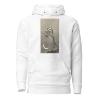 Long-eared owl on bare tree branch by Ohara Koson Hoodie