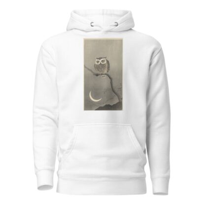 Long-eared owl on bare tree branch by Ohara Koson Hoodie