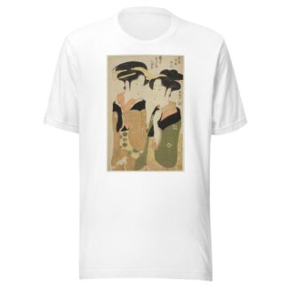 Kan, a waitress of the Izutsuya, and the geisha Fuseya of the Ogiya II by Eishōsai Chōki T-Shirt