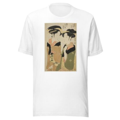 Kan, a waitress of the Izutsuya, and the geisha Fuseya of the Ogiya II by Eishōsai Chōki T-Shirt