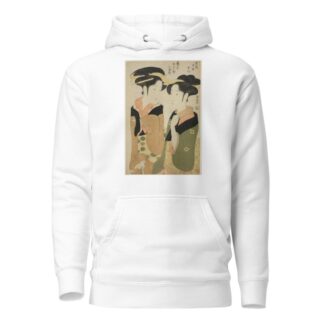 Kan, a waitress of the Izutsuya, and the geisha Fuseya of the Ogiya II by Eishōsai Chōki Hoodie