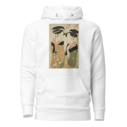 Kan, a waitress of the Izutsuya, and the geisha Fuseya of the Ogiya II by Eishōsai Chōki Hoodie