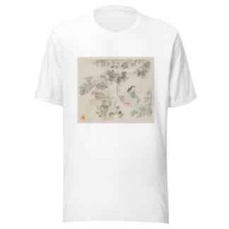 Two Women Sit at a Table within a Circle Visible in a Landscape by Hua Yan T-Shirt