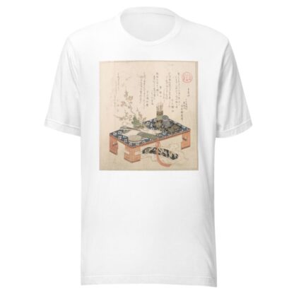 Desk with Writing Set and Plum Flowers by Kubo Shunman T-Shirt
