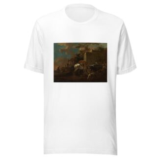 Italienische Landschaft mit Bauern und Vieh am Brunnen by Jan van Ossenbeeck T-Shirt