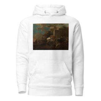 Italienische Landschaft mit Bauern und Vieh am Brunnen by Jan van Ossenbeeck Hoodie