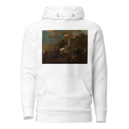 Italienische Landschaft mit Bauern und Vieh am Brunnen by Jan van Ossenbeeck Hoodie