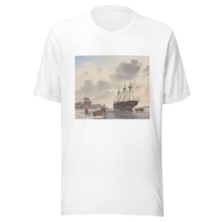 Schip in het ijs op een rivier bij een stad by Hendrik Abraham Klinkhamer T-Shirt
