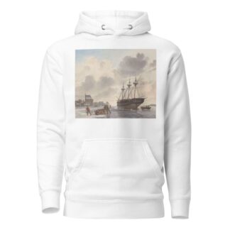 Schip in het ijs op een rivier bij een stad by Hendrik Abraham Klinkhamer Hoodie