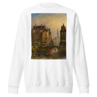 Skaters on a canal in Amsterdam with a view of the Zuiderkerk beyond by Johannes Franciscus Spohler Sweatshirt