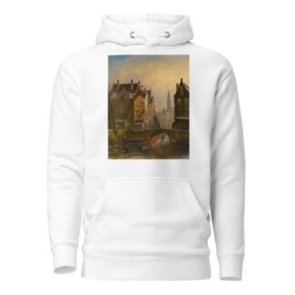 Skaters on a canal in Amsterdam with a view of the Zuiderkerk beyond by Johannes Franciscus Spohler Hoodie