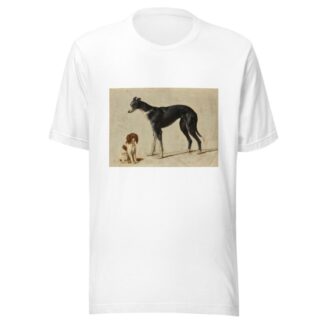 A seated Cavalier King Charles spaniel and a standing greyhound by Hendrik Stokvisch T-Shirt