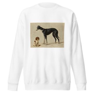 A seated Cavalier King Charles spaniel and a standing greyhound by Hendrik Stokvisch Sweatshirt