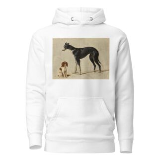 A seated Cavalier King Charles spaniel and a standing greyhound by Hendrik Stokvisch Hoodie