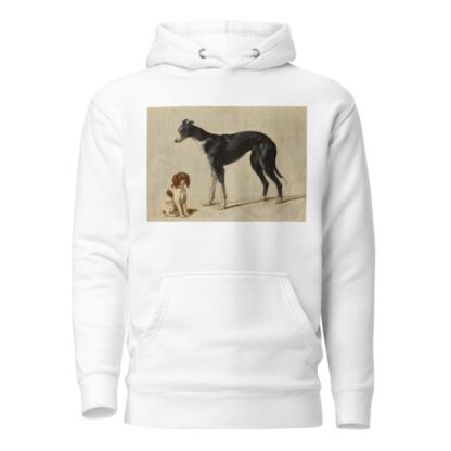 A seated Cavalier King Charles spaniel and a standing greyhound by Hendrik Stokvisch Hoodie