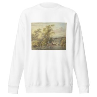 Landschaft mit einem Bach, über den eine hölzerne Brücke führt by Carl Philipp Schallhas Sweatshirt
