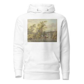 Landschaft mit einem Bach, über den eine hölzerne Brücke führt by Carl Philipp Schallhas Hoodie
