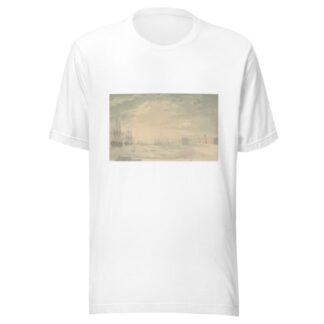 View of Portsmouth Harbor with Shipping, Showing Buildings on Shore by George Bulteel Fisher T-Shirt