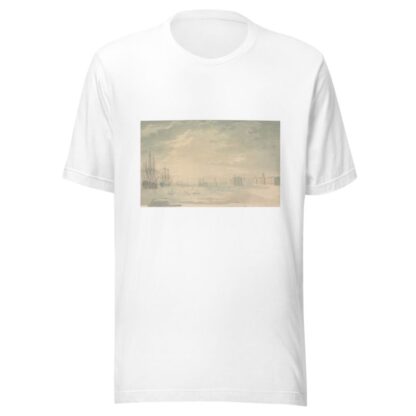 View of Portsmouth Harbor with Shipping, Showing Buildings on Shore by George Bulteel Fisher T-Shirt