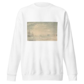 View of Portsmouth Harbor with Shipping, Showing Buildings on Shore by George Bulteel Fisher Sweatshirt