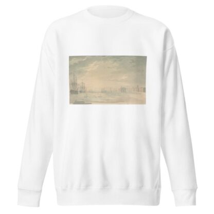 View of Portsmouth Harbor with Shipping, Showing Buildings on Shore by George Bulteel Fisher Sweatshirt