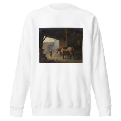 Boy with a Horse in a Stable by Jacques Albert Senave Sweatshirt