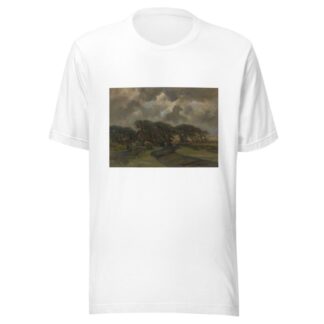 Huisje bij boomrand en vrouwen met visnetten by Frans Smissaert T-Shirt