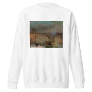 Prague, a Steamboat on the River Vltava in front of Palacky Bridge by Jakub Schikaneder Sweatshirt