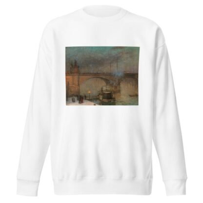 Prague, a Steamboat on the River Vltava in front of Palacky Bridge by Jakub Schikaneder Sweatshirt