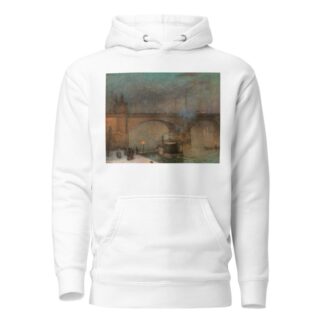 Prague, a Steamboat on the River Vltava in front of Palacky Bridge by Jakub Schikaneder Hoodie