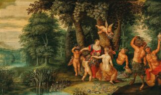 A Bacchanal with Ceres and Satyrs by Antwerp School