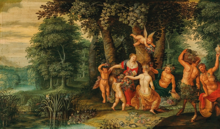 A Bacchanal with Ceres and Satyrs by Antwerp School