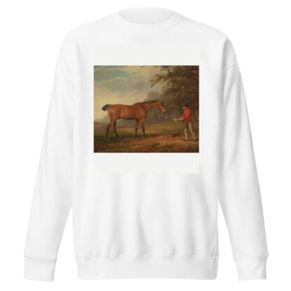 A Bay Horse Approached by a Stable-Lad with Food and a Halter by George Garrard Sweatshirt