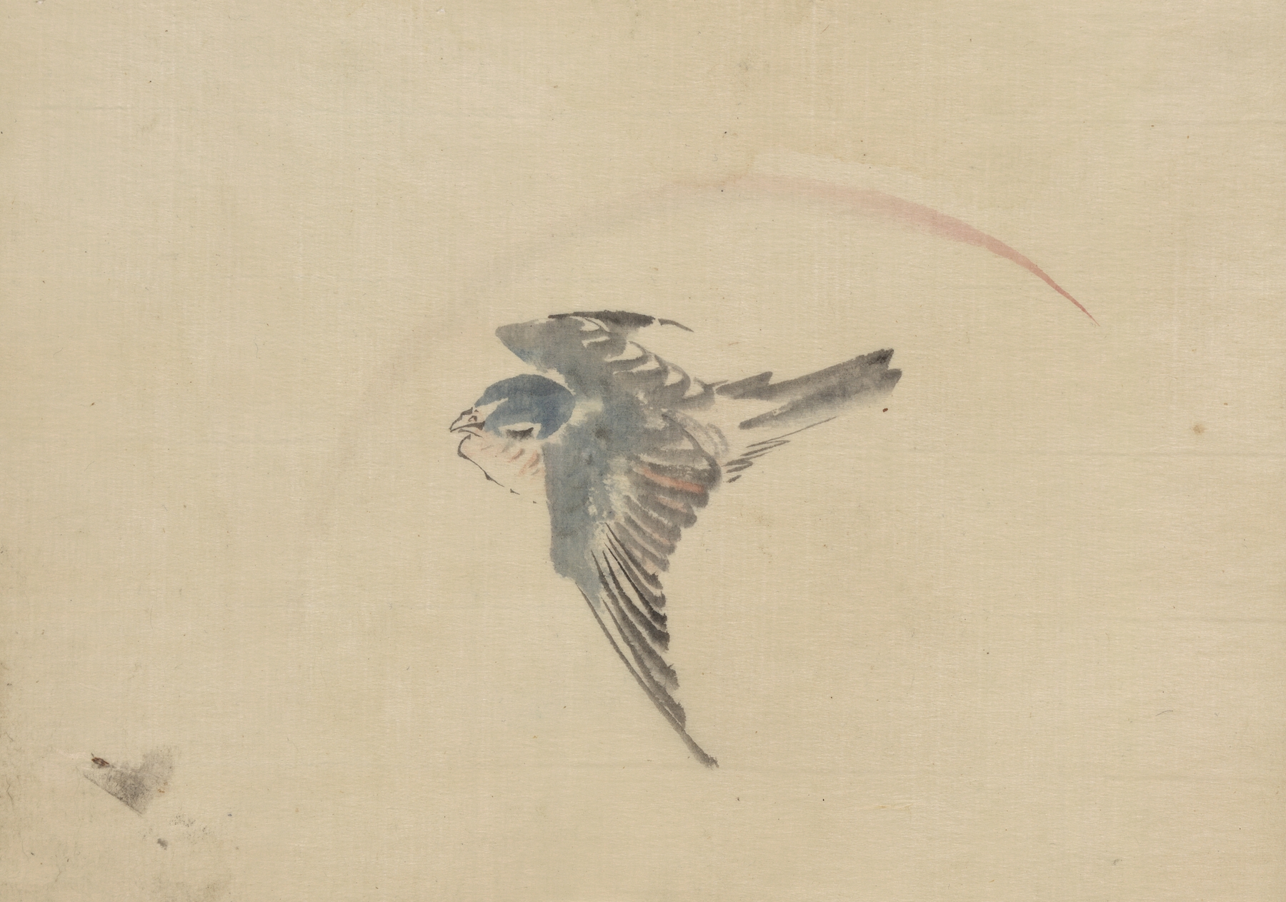 A bird flying to the left, seen from above by Katsushika Hokusai