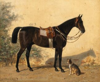 A Black Horse with a Dog by Emil Volkers