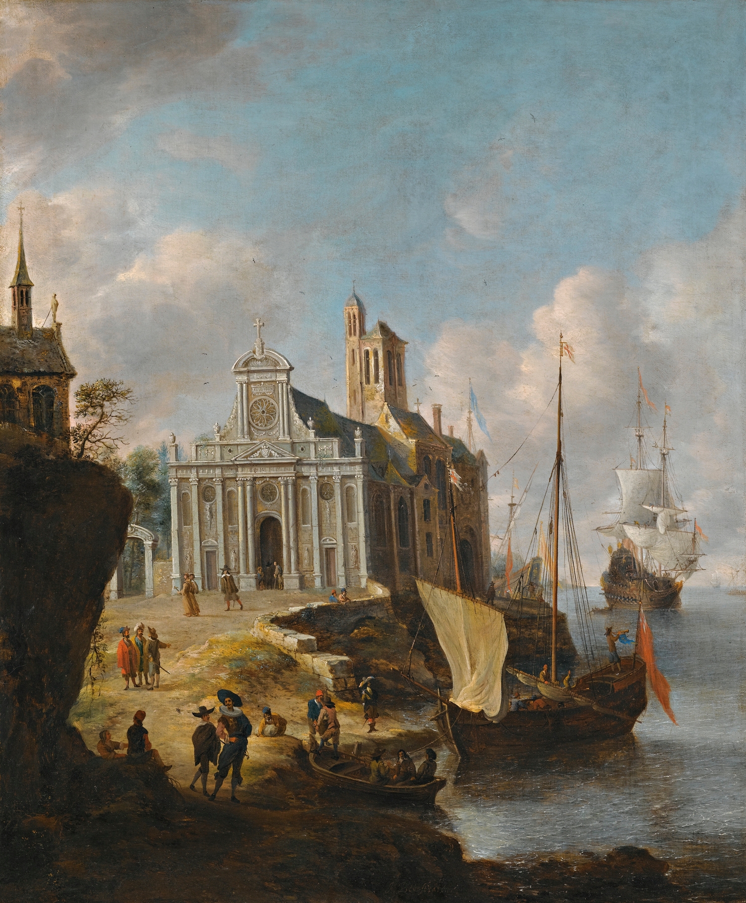 A Capriccio Of A Mediterranean Port by Jan Abrahamsz Beerstraaten