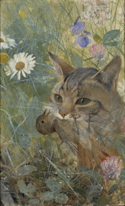 A Cat with a Young Bird in its Mouth by Bruno Liljefors