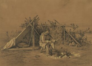 A Christmas dinner. A scene on the outer picket line by Edwin Forbes