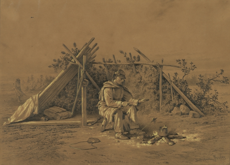 A Christmas dinner. A scene on the outer picket line by Edwin Forbes