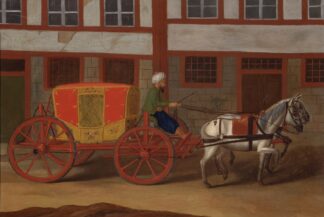 A Coachman with a Team of Horses and Covered Carriage by Anonymous