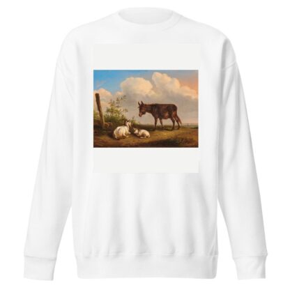 A Donkey and Goats on a Country Road by Eugène Joseph Verboeckhoven Sweatshirt