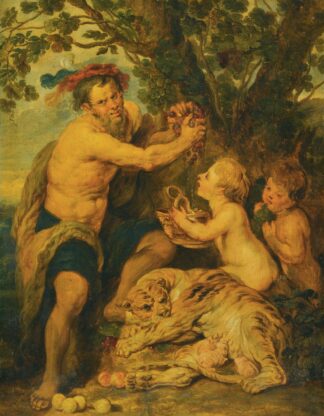 A Drinking Man With Putti And A Tiger by Follower of Peter Paul Rubens