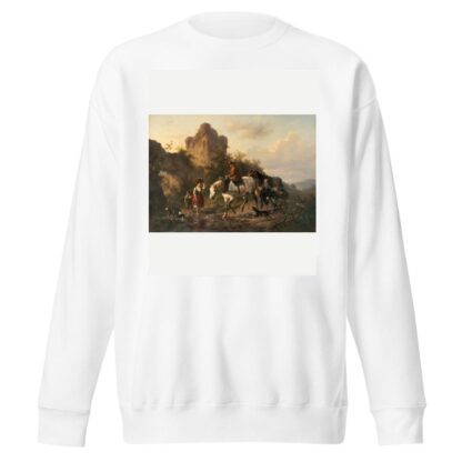A driver with his family fording a stream by Wouterus Verschuur Sweatshirt