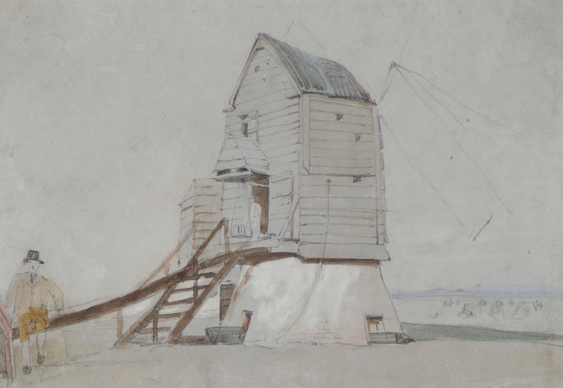 A Figure Beside A Windmill by George Bryant Campion